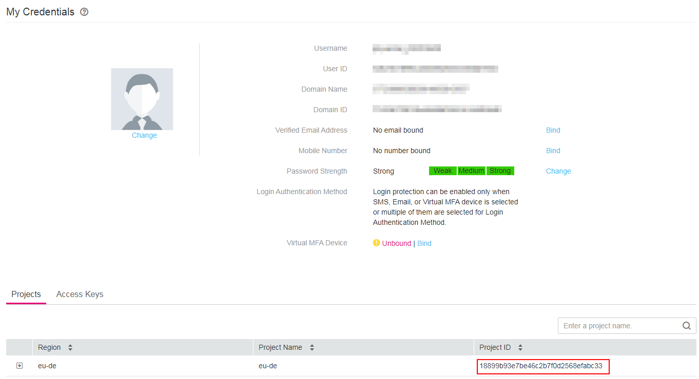 **Figure 1** Viewing project IDs