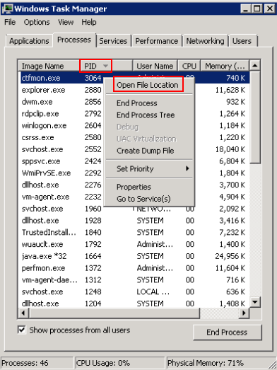 **Figure 3** Checking the process