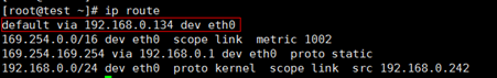 **Figure 9** Example default route not pointing to the gateway