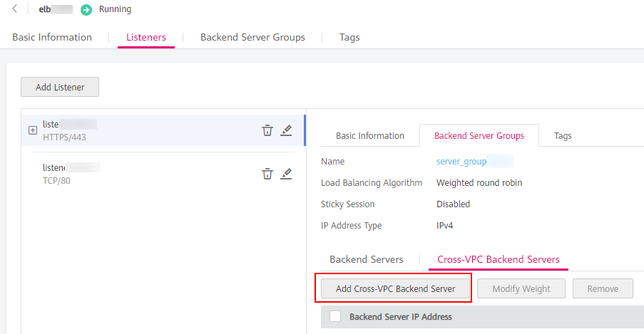 **Figure 3** Adding cross-VPC backend servers