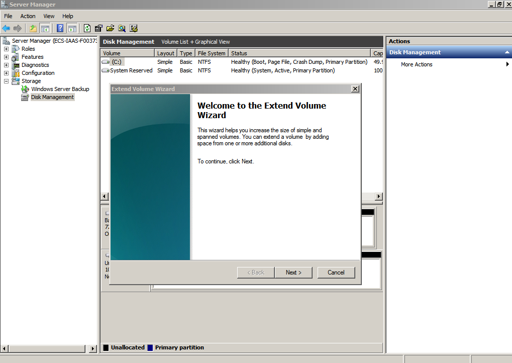 **Figure 3** Extend Volume Wizard