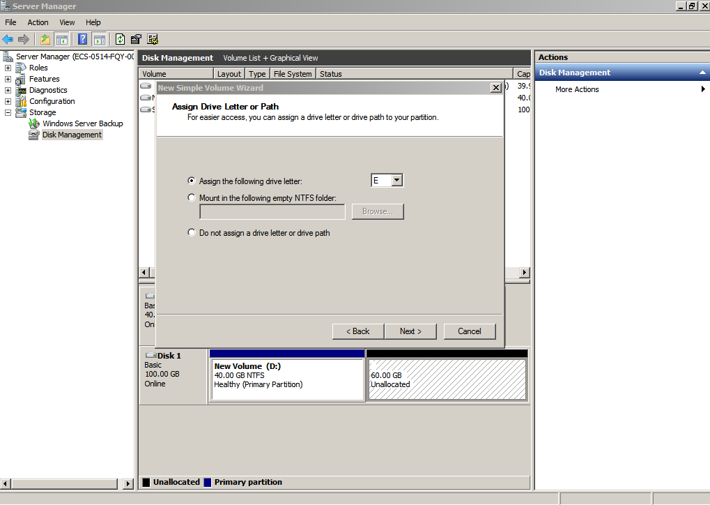 **Figure 25** Assign Driver Letter or Path (data disk)