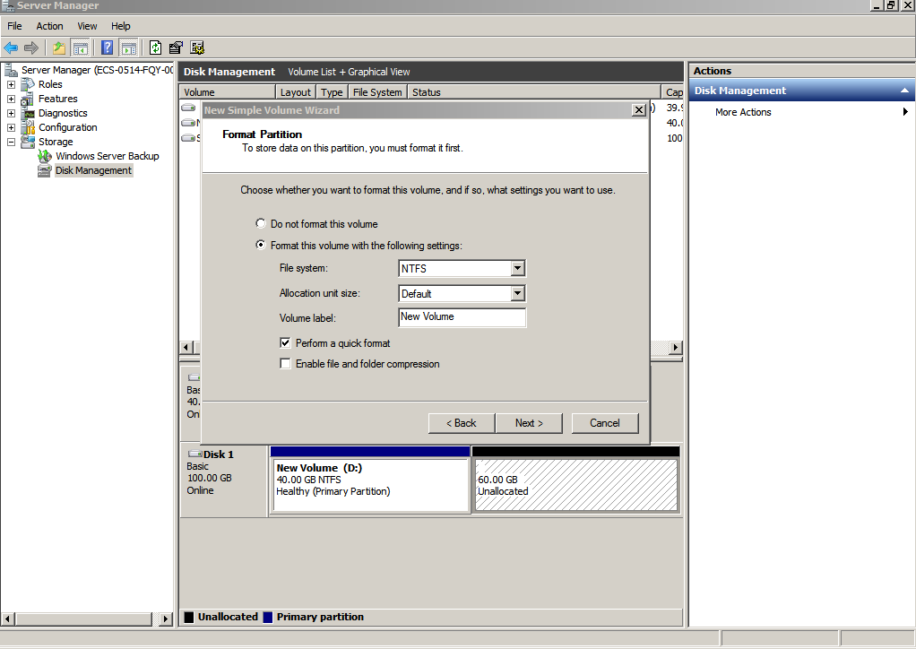 **Figure 26** Format Partition (data disk)