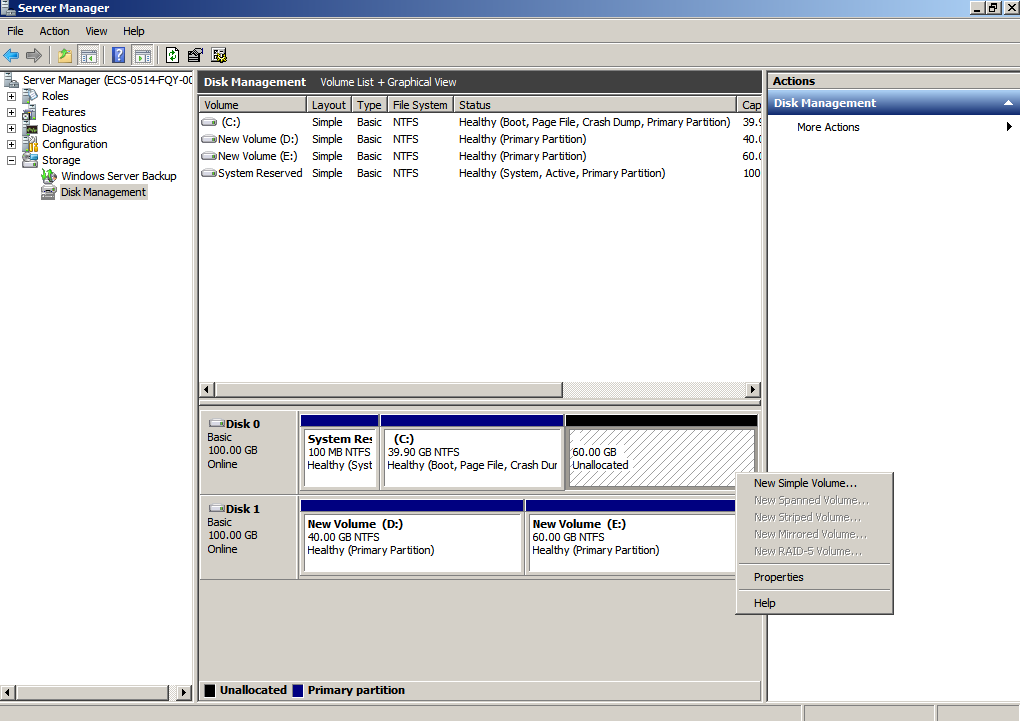 **Figure 8** New Simple Volume (system disk)