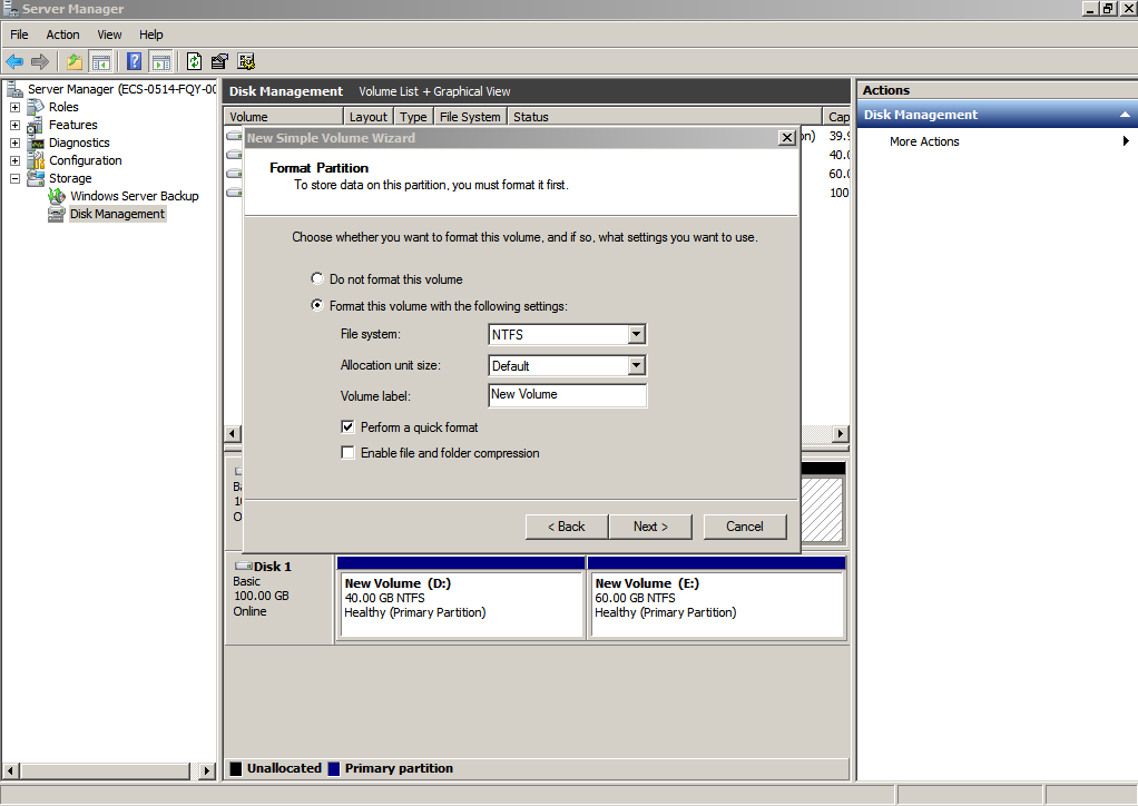 **Figure 12** Format Partition (system disk)