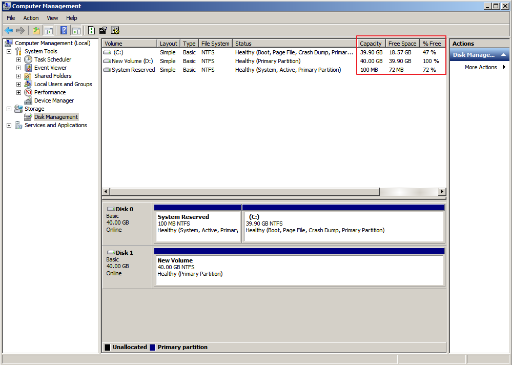 **Figure 1** Disk Management page