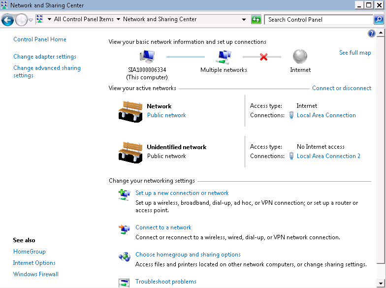 **Figure 1** Network and Sharing Center