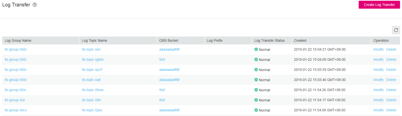 **Figure 1** Viewing log transfer tasks