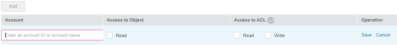 **Figure 1** Adding ACL permissions for an object