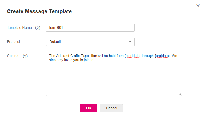 **Figure 2** Create Message Template