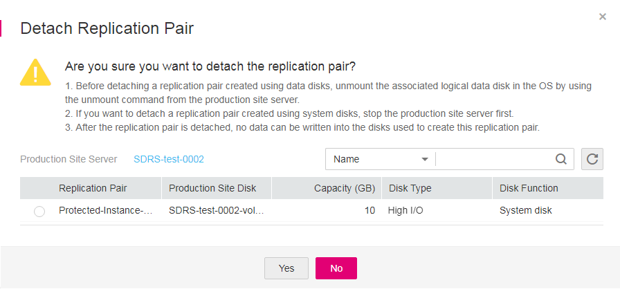 **Figure 1** Detaching a replication pair