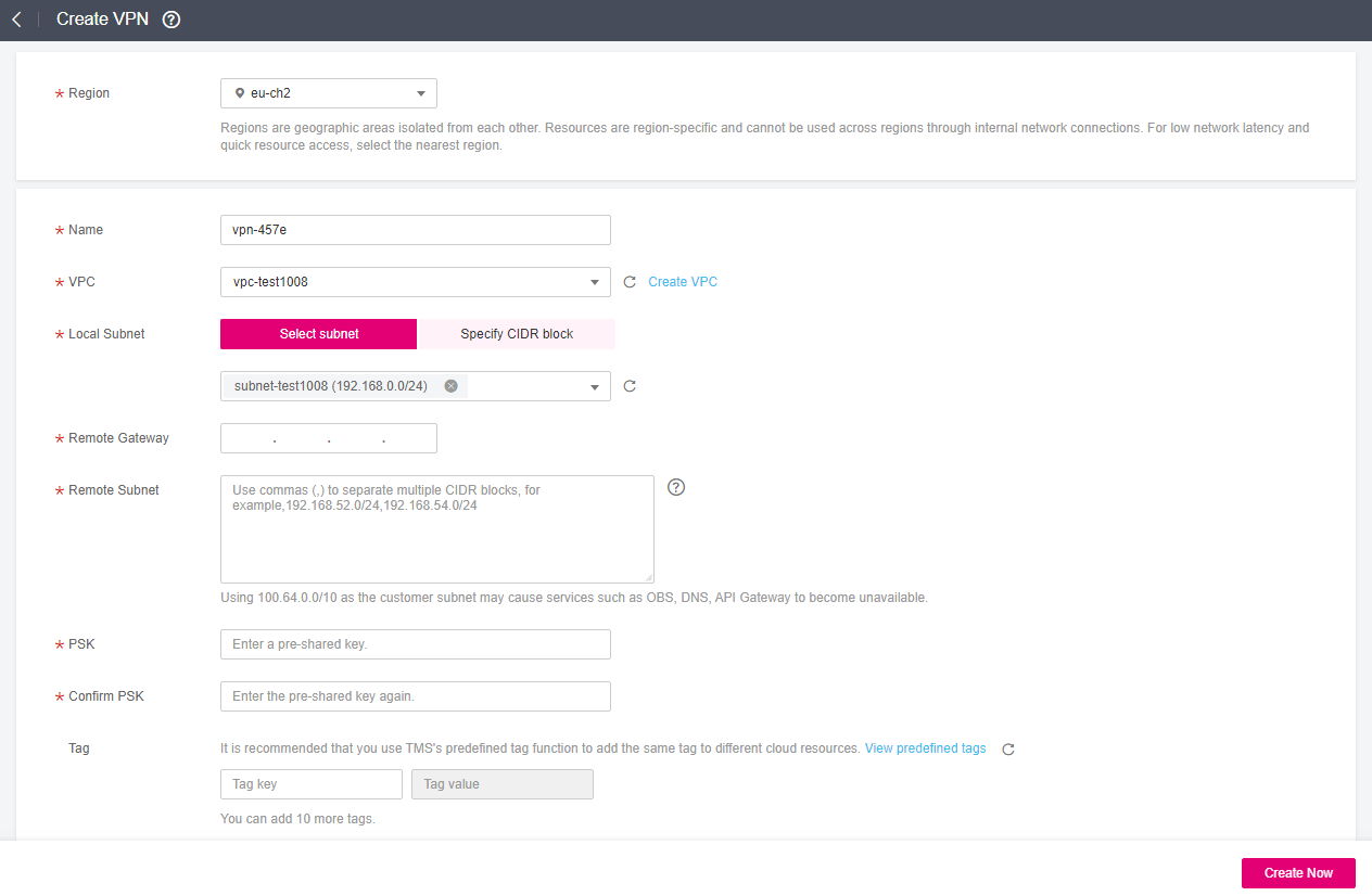 **Figure 2** Create VPN