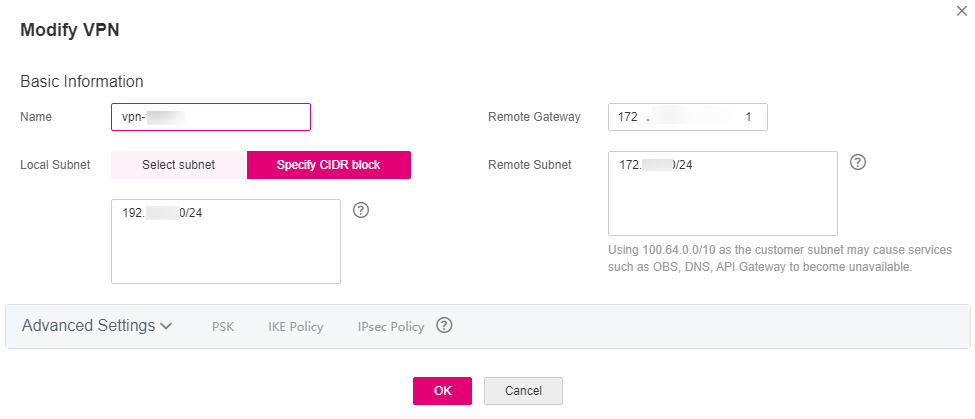 **Figure 1** Modifying a VPN